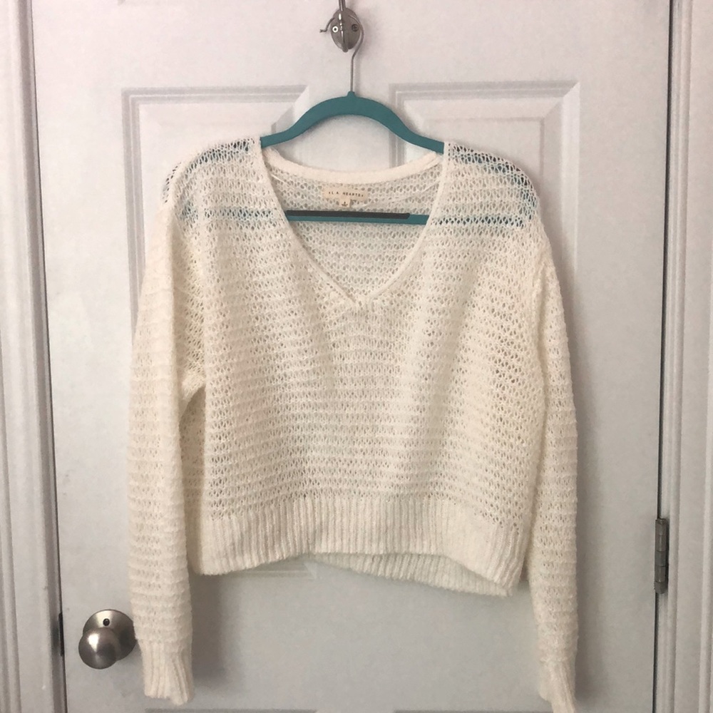 L.A Hearts, Cropped knit sweater. Cream White